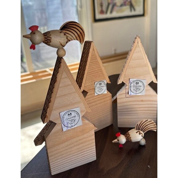 Vintage 1979 Lot of 3 Russian Wooden Folk Art House Church Souvenir Teremok - Picture 5 of 10